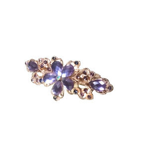 Gray Rhinestone Hold Tone Hair Barrette Tension Clip Metal Feminine Party Dance